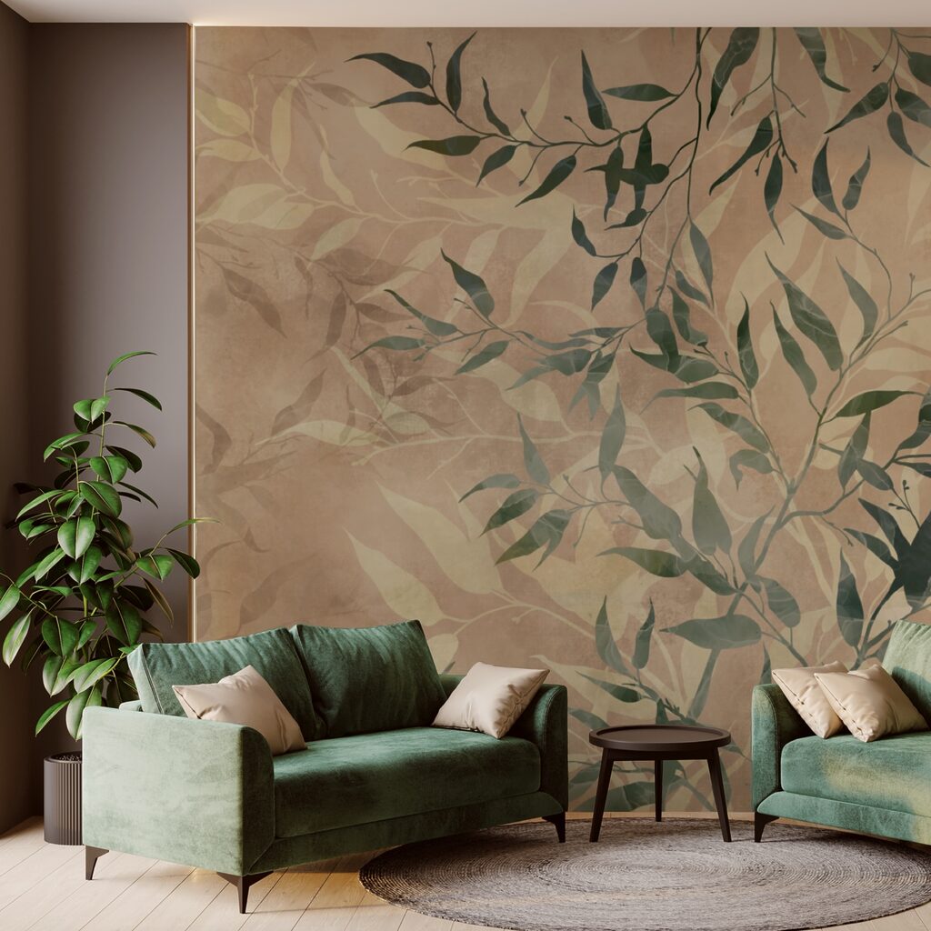 Natural foliage on textured background Natural foliage on textured background