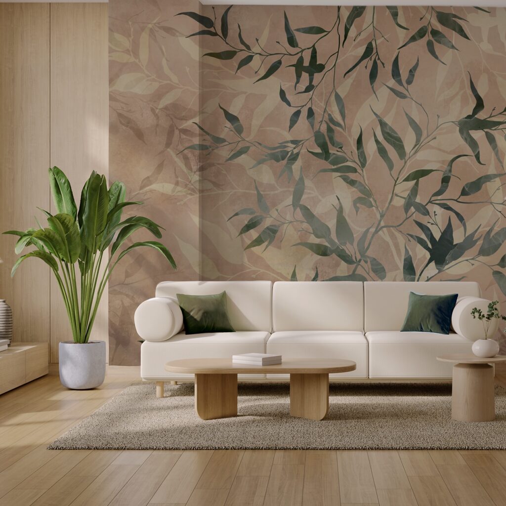 Natural foliage on textured background Natural foliage on textured background