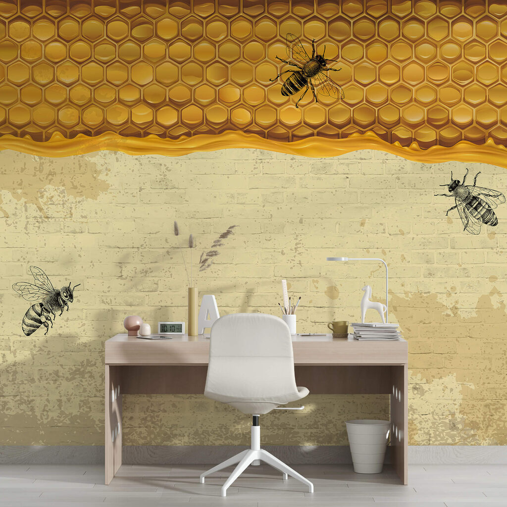 Bees on a brick wall