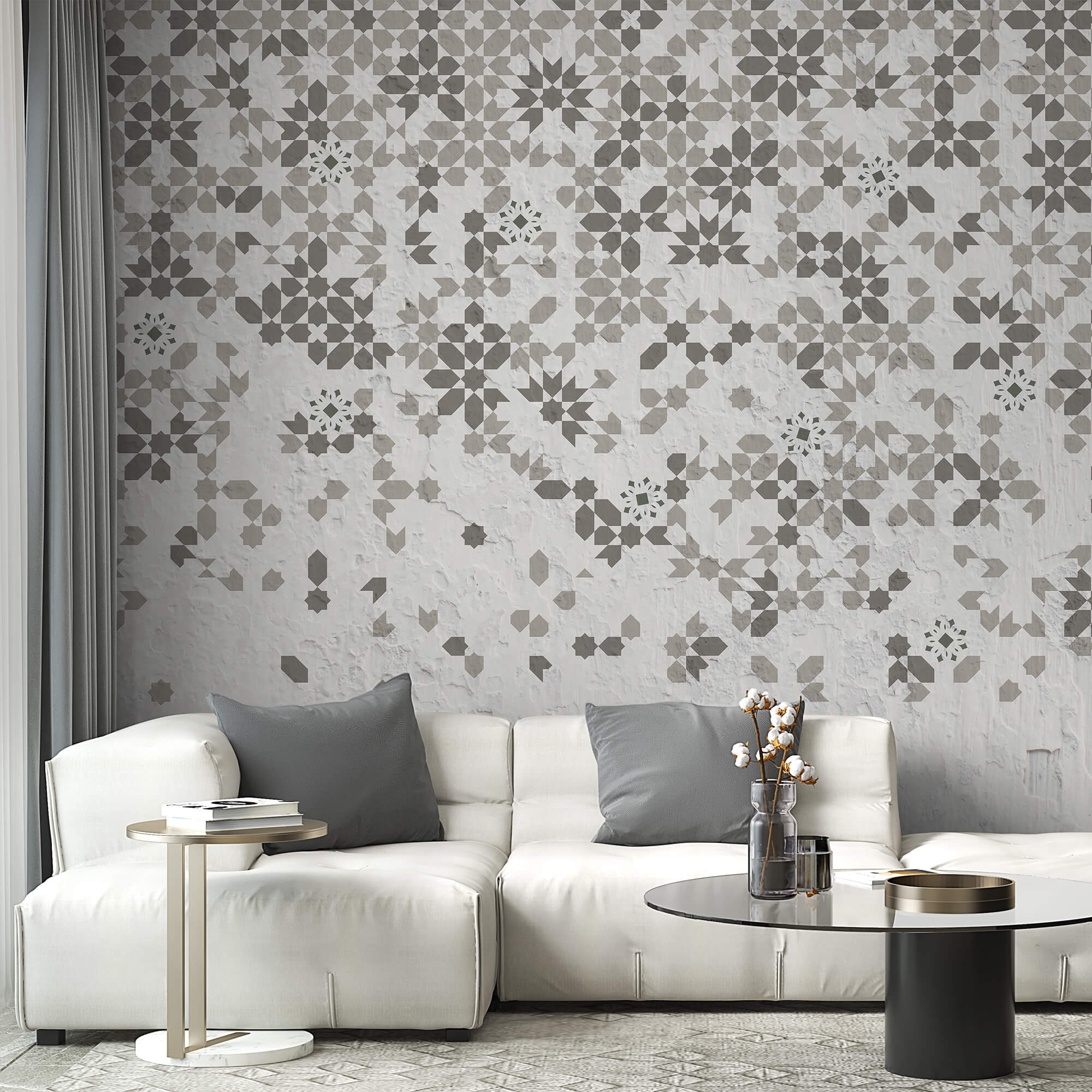 Wall with many different patterns