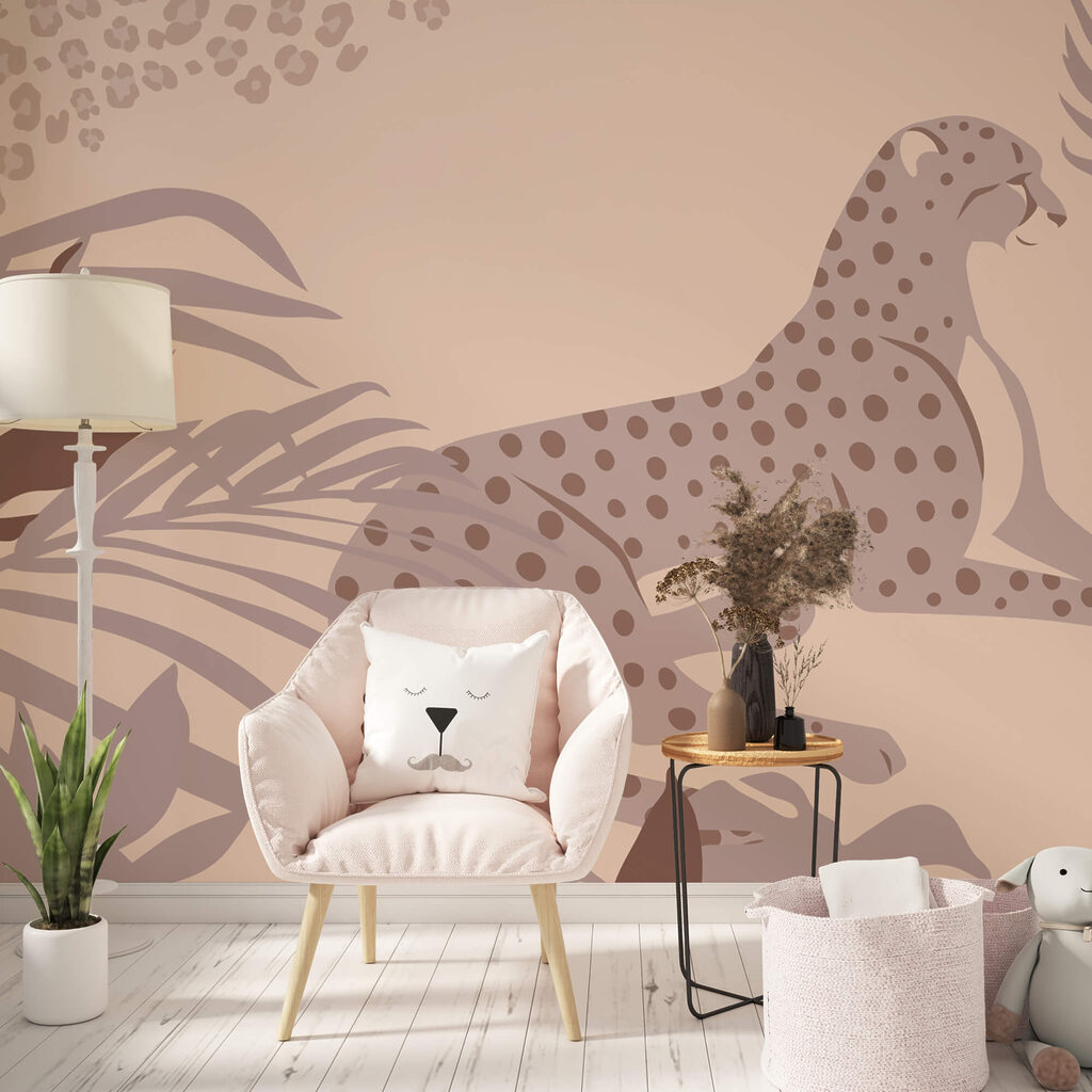 Cheetah lying down with plants