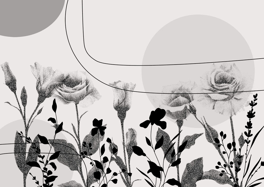 Black and white image of flowers Black and white image of flowers