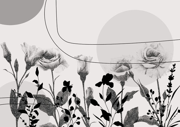 Black and white image of flowers Black and white image of flowers