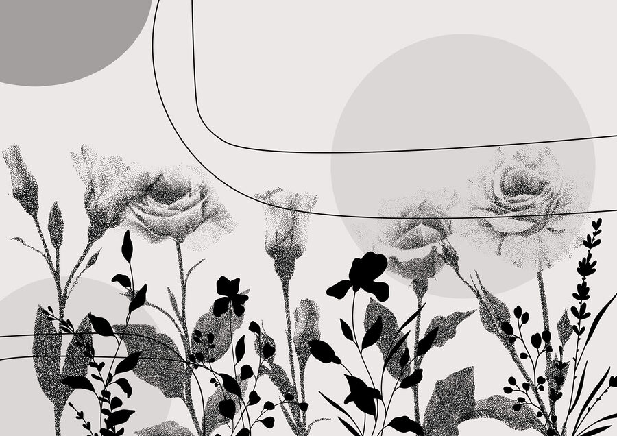 Black and white image of flowers Black and white image of flowers