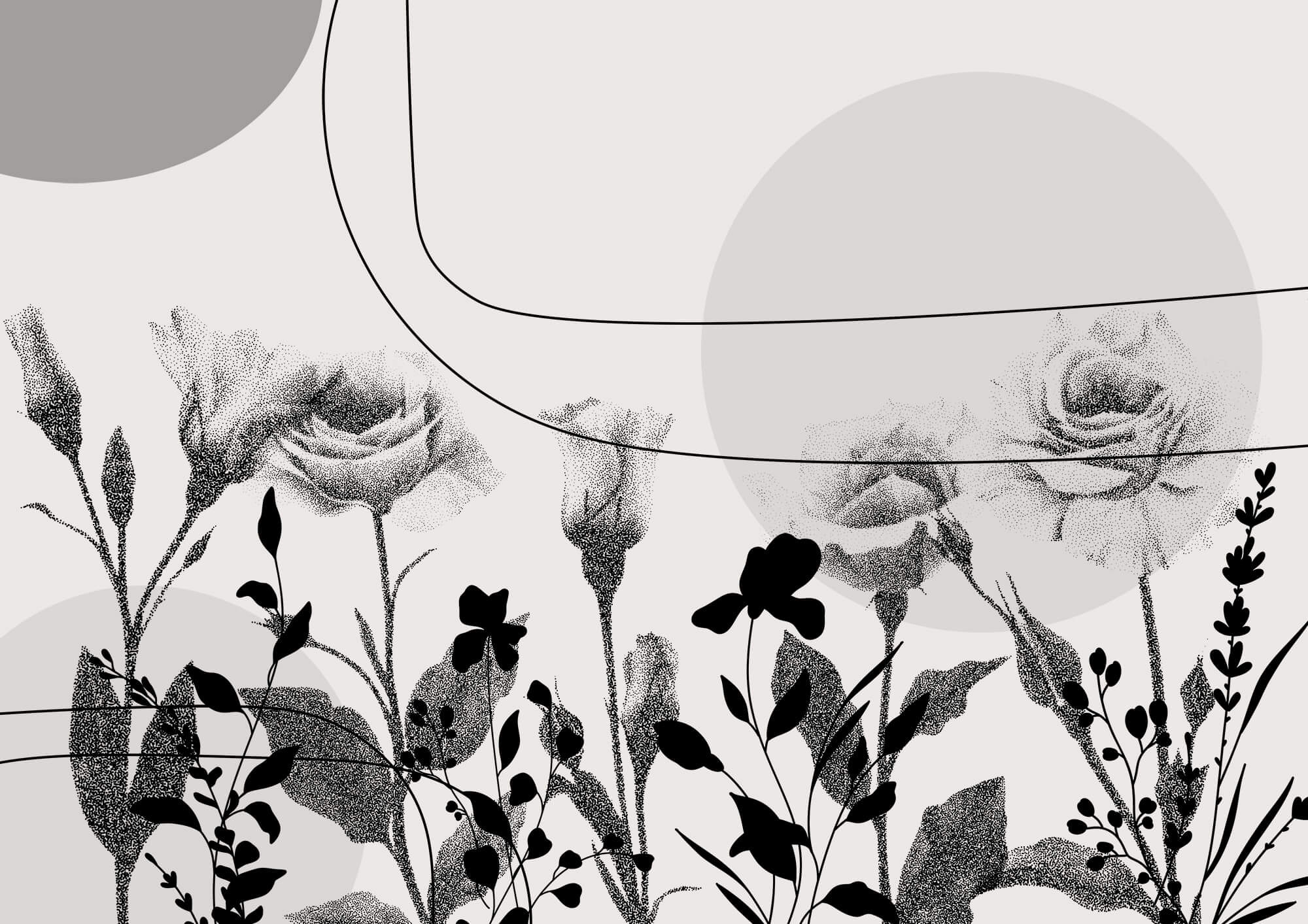 Black and white image of flowers