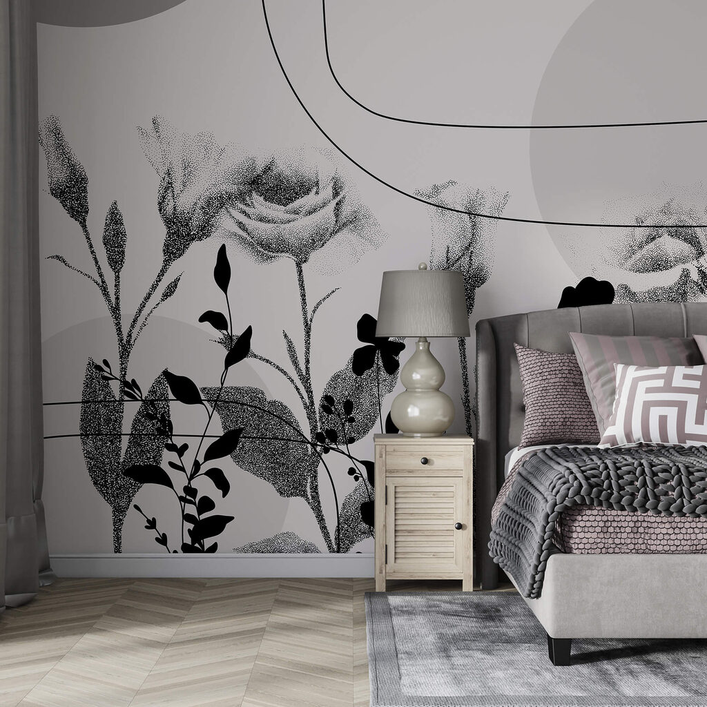 Black and white image of flowers