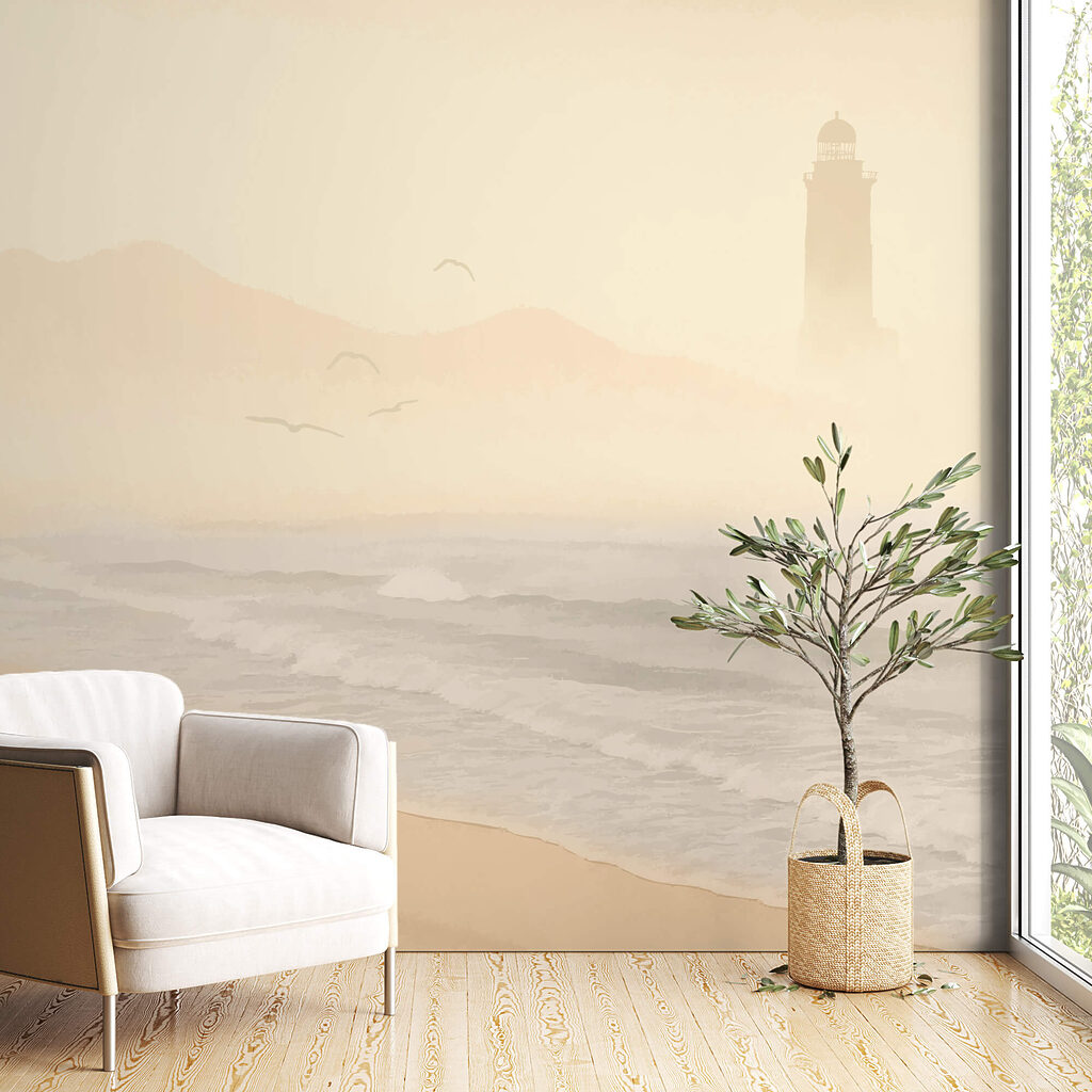 Beach with waves and birds Beach with waves and birds