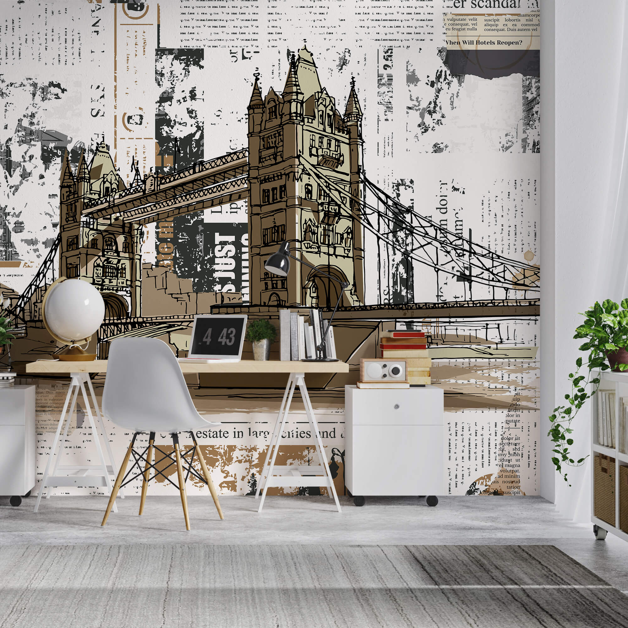 Drawing of a bridge over a river