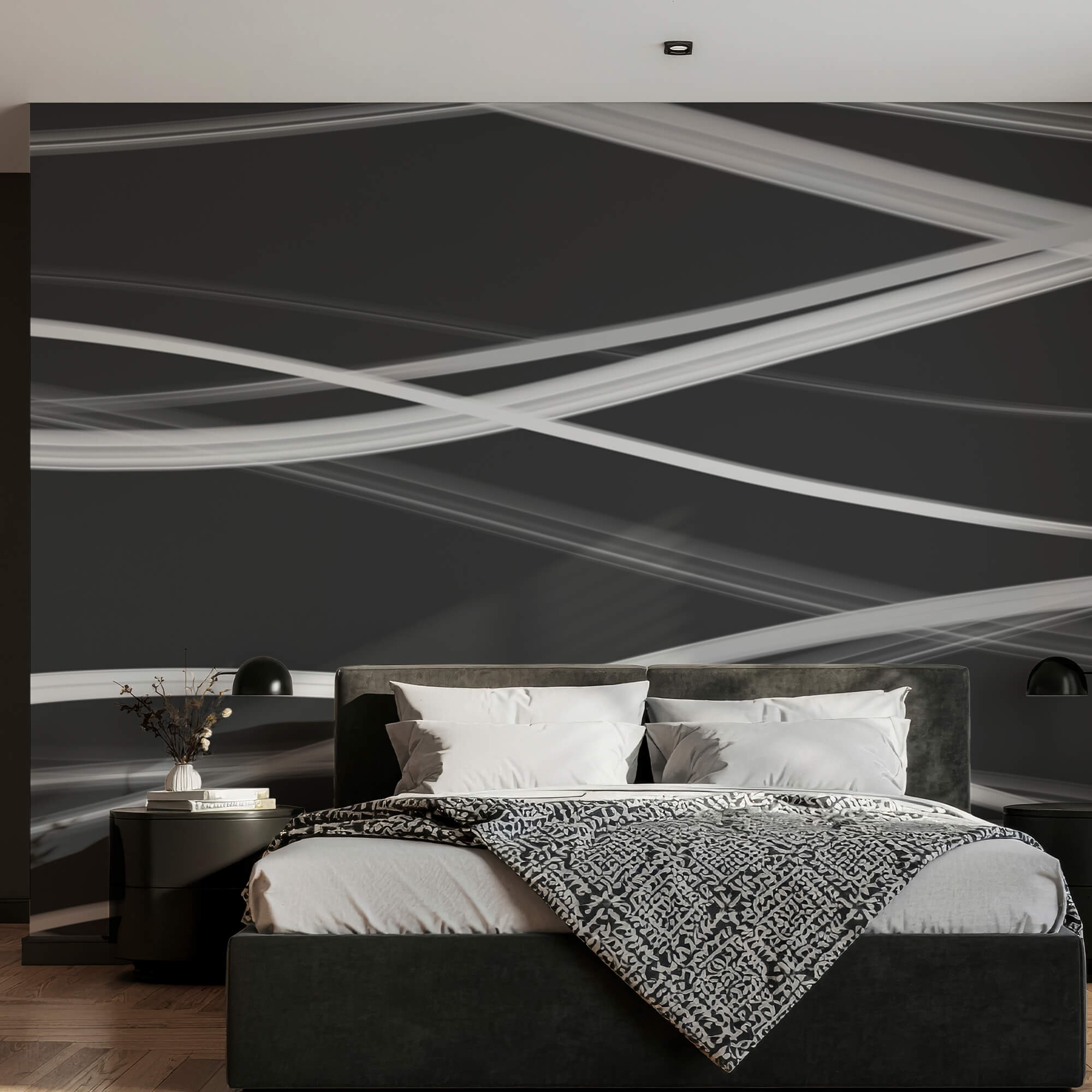 White lines on a black background