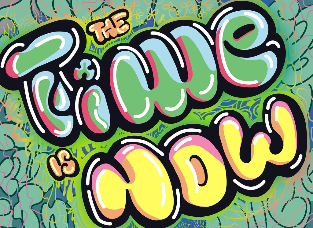 Colorful graffiti on a green background Colorful graffiti on a green background