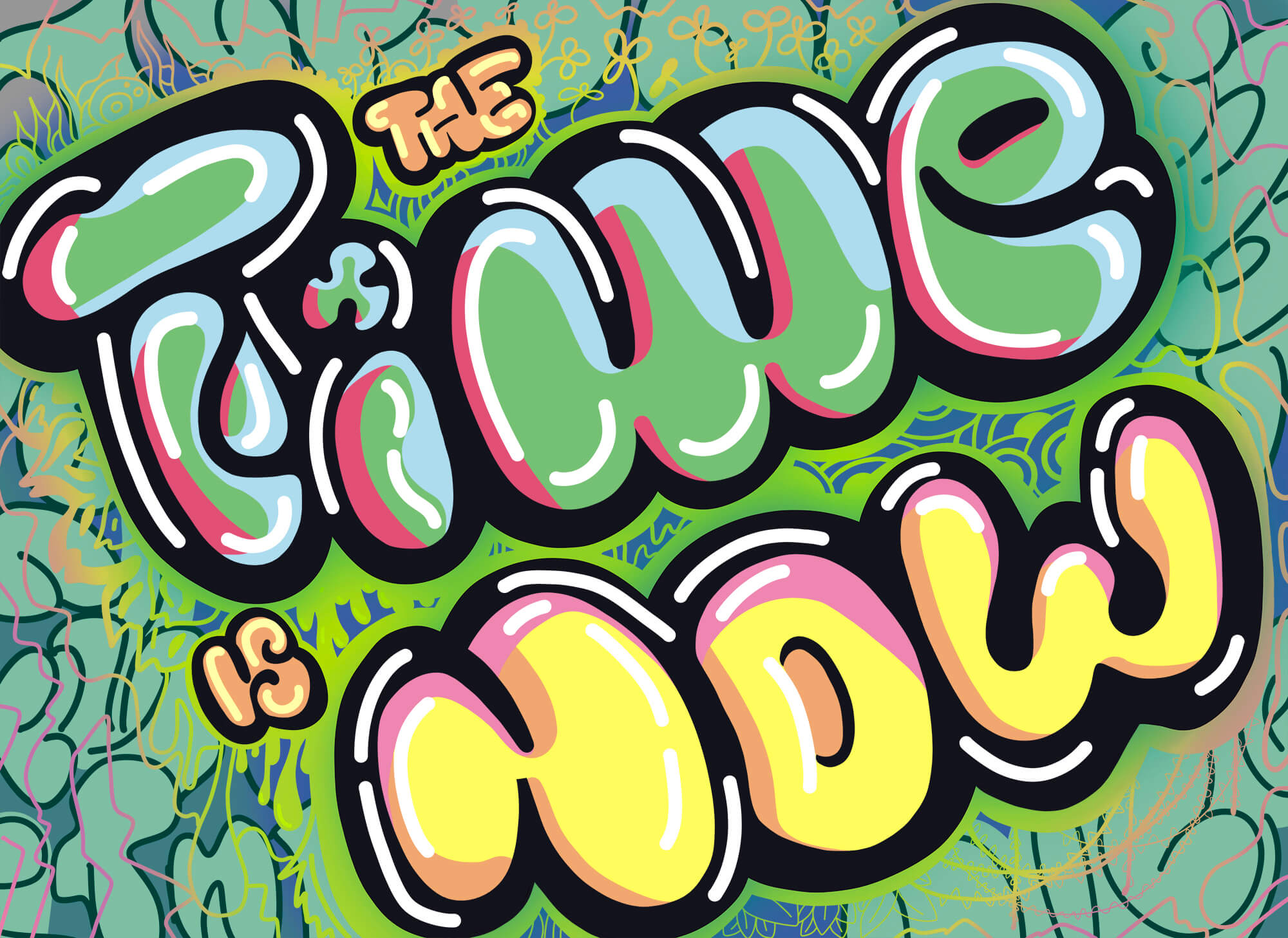 Colorful graffiti on a green background Colorful graffiti on a green background