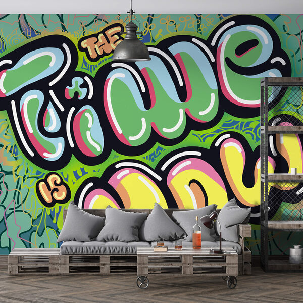 Colorful graffiti on a green background Colorful graffiti on a green background