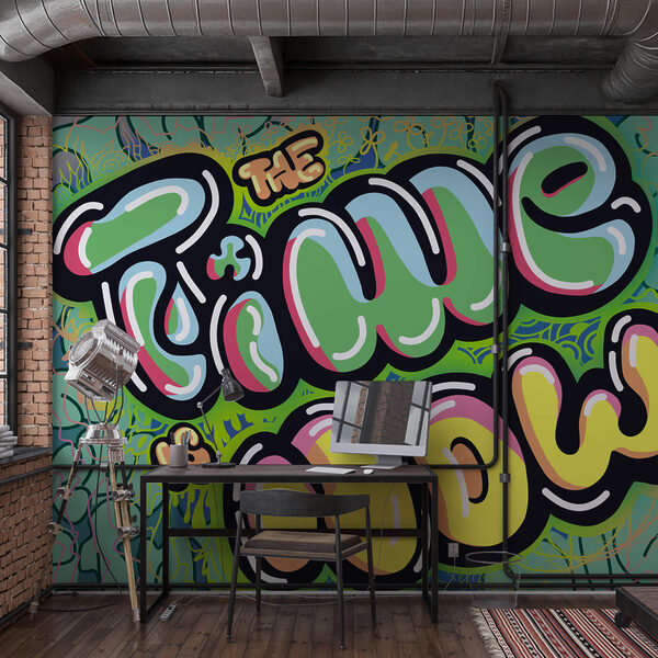 Colorful graffiti on a green background Colorful graffiti on a green background
