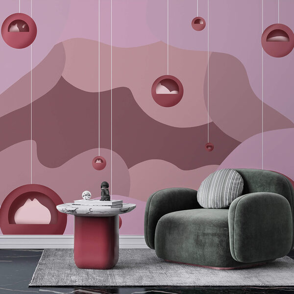 Wall murals Purple and pink background with balls (SKU: t00279v1) Wall murals Wall murals Purple and pink background with balls (SKU: t00279v1)