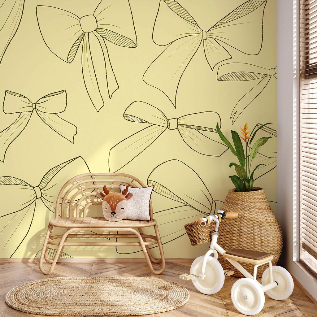 Pattern of bows on a yellow background Pattern of bows on a yellow background