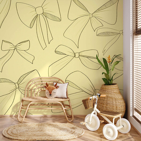 Pattern of bows on a yellow background Pattern of bows on a yellow background