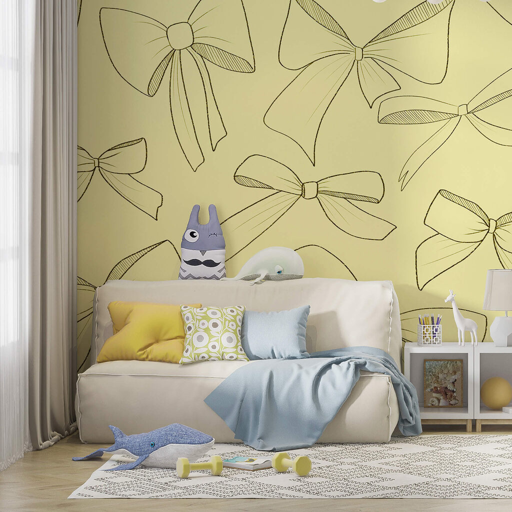 Pattern of bows on a yellow background Pattern of bows on a yellow background