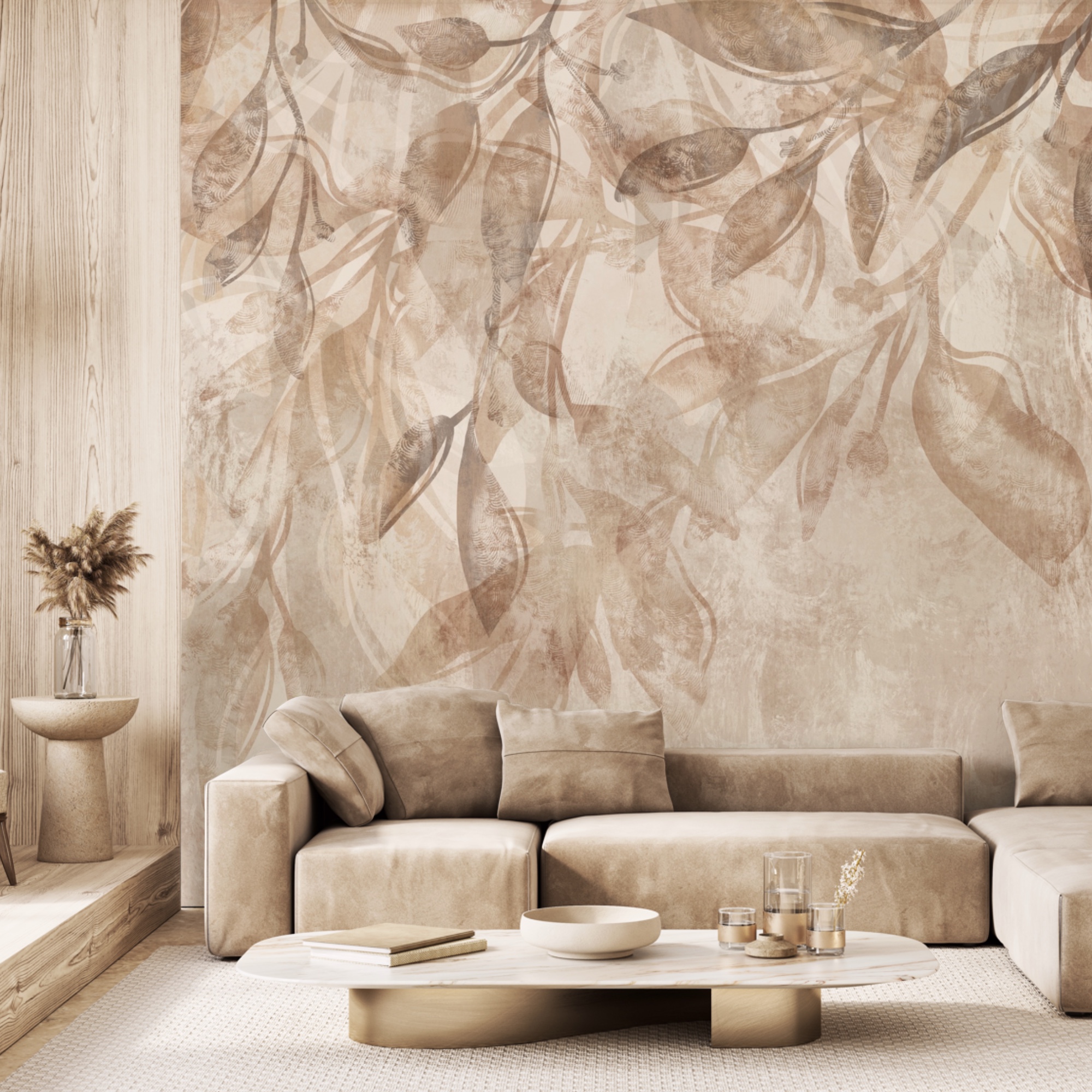 Delicate leaves in soft tones