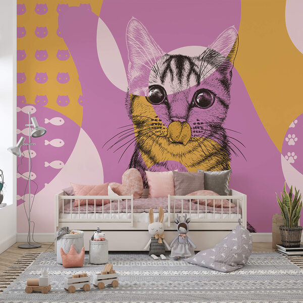 Wall murals Cat with a mouse nose