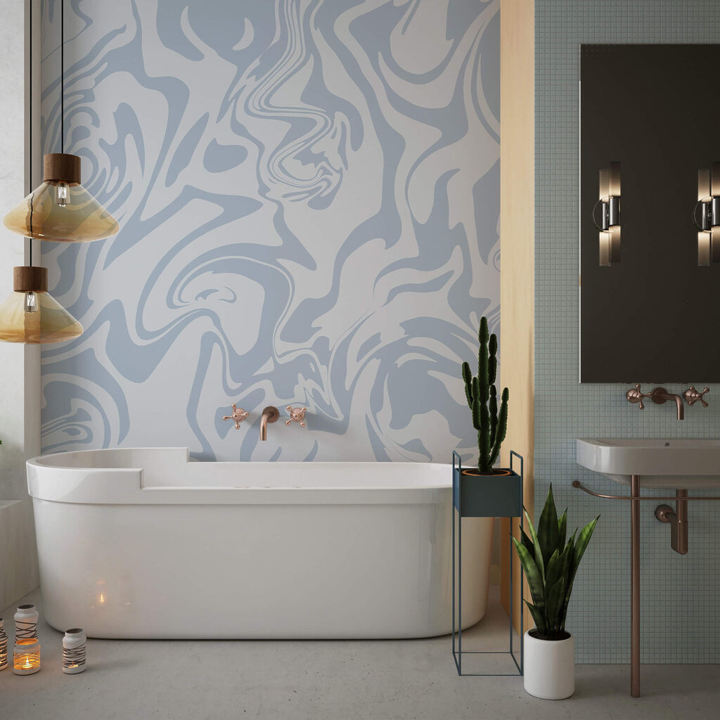 Waves of soft blue tones swirling