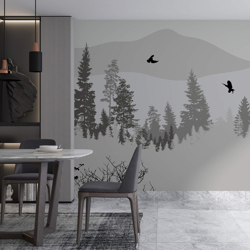 Birds flying over a snowy mountain