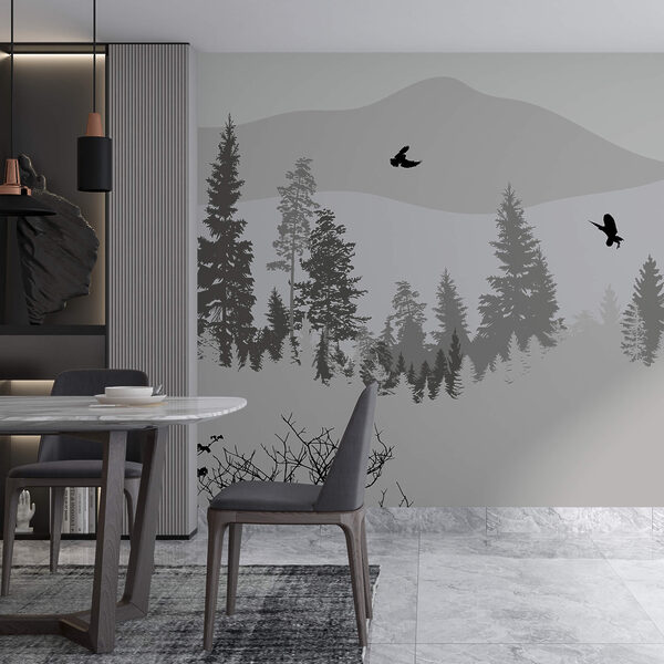 Birds flying over a snowy mountain