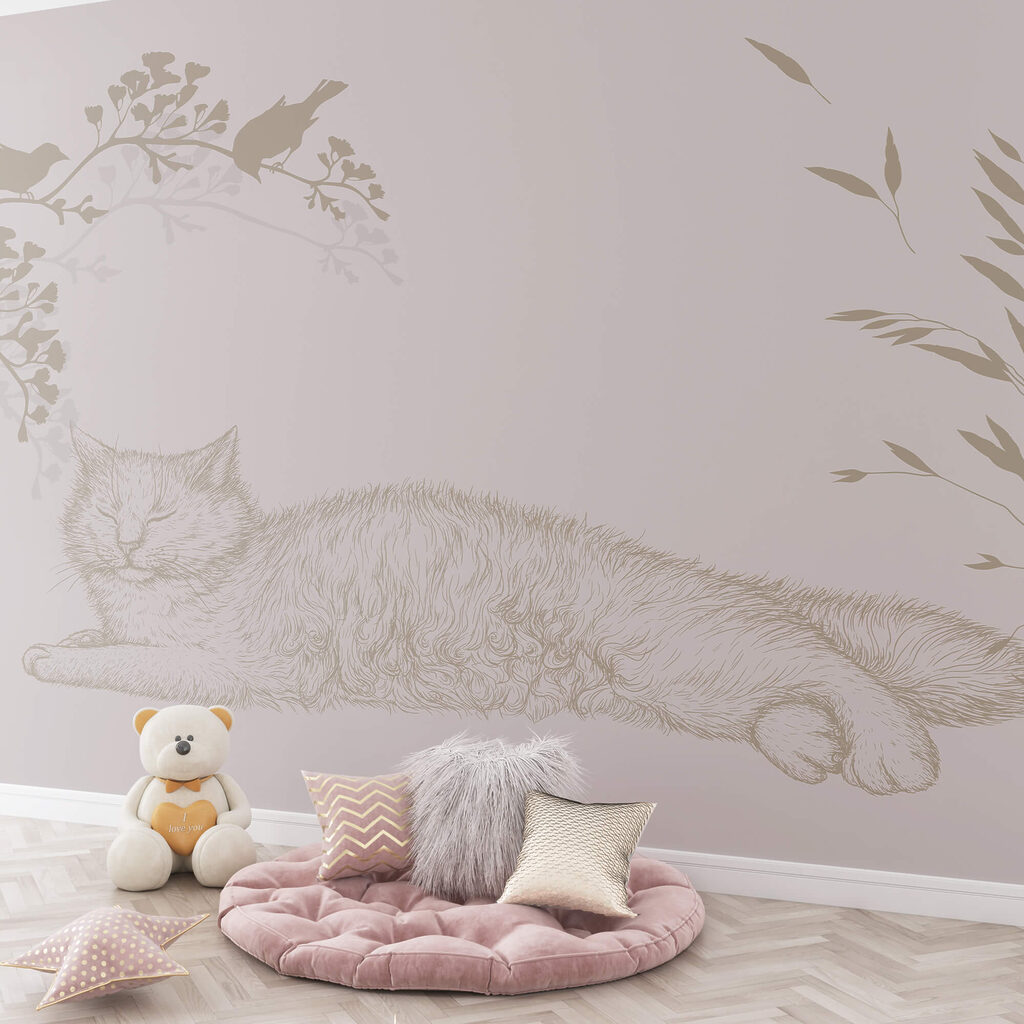 Cat lying on a tree branch Cat lying on a tree branch