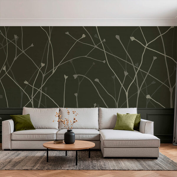 Wall murals Wall murals Delicate branches on a dark backdrop (SKU: t00329)
