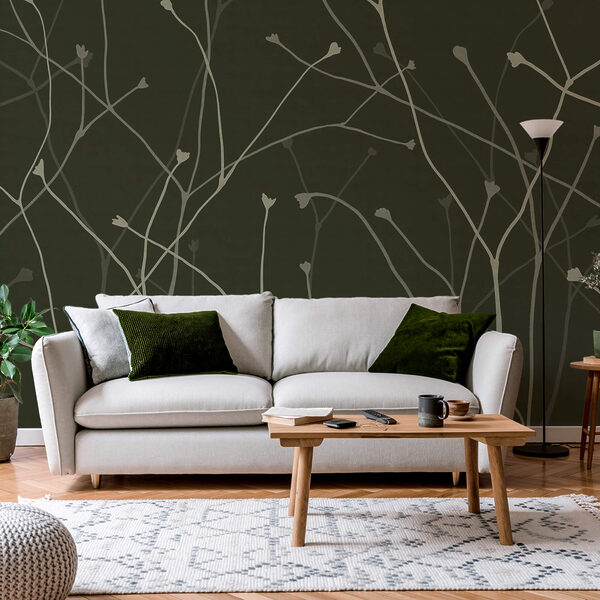 Delicate branches on a dark backdrop