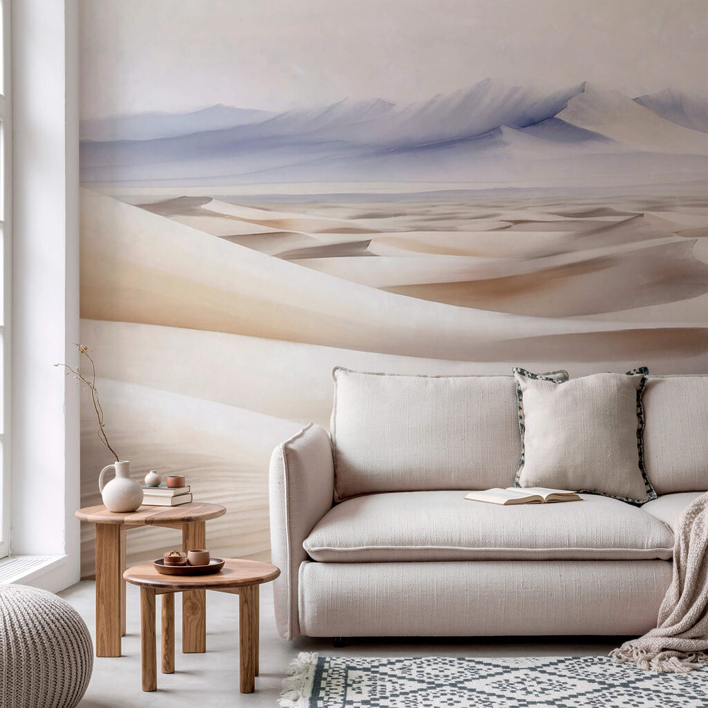 Desert landscape with mountains in the background Desert landscape with mountains in the background