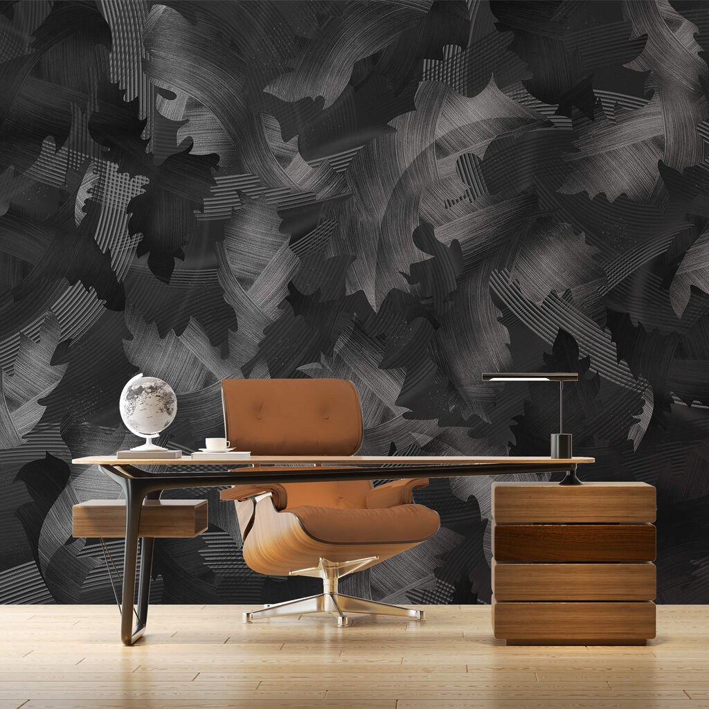 Black and white pattern with leaves Black and white pattern with leaves