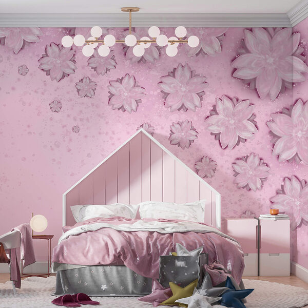 Pink background with flowers