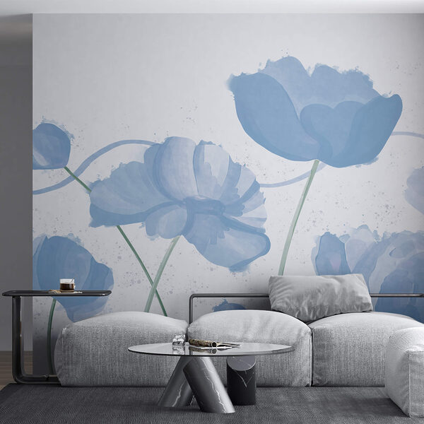 Wall murals Wall murals Delicate blooms in soft blue hues (SKU: t00360)