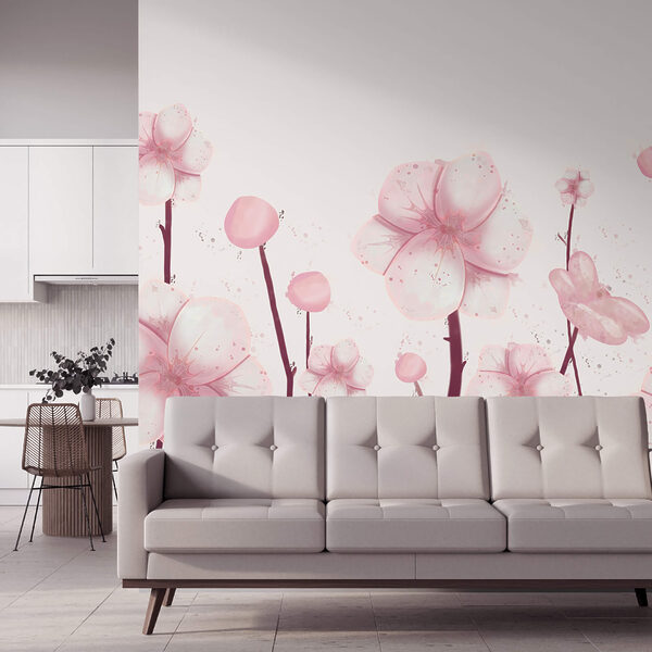 Wall murals Wall murals Group of pink flowers (SKU: t00361v2)