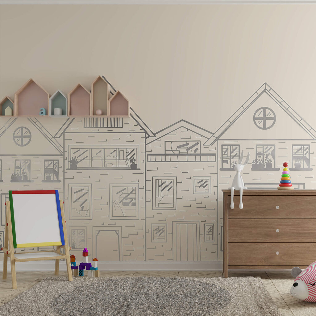 Drawing of a row of houses