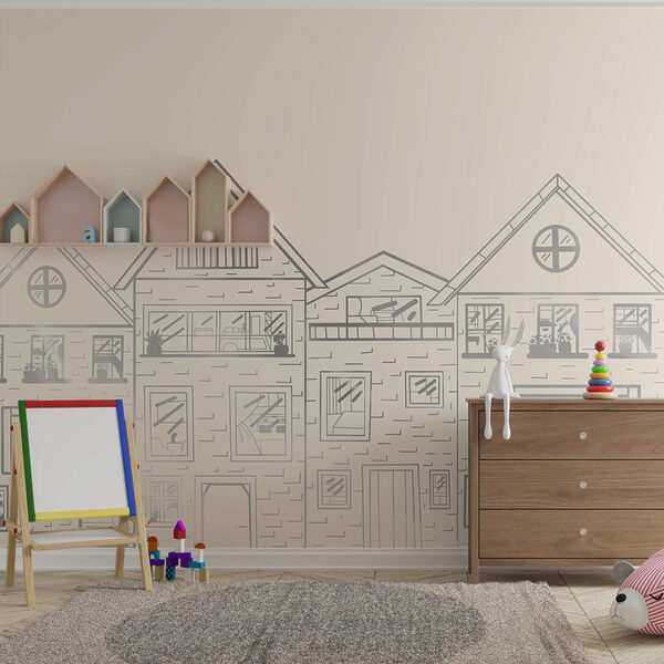 Drawing of a row of houses