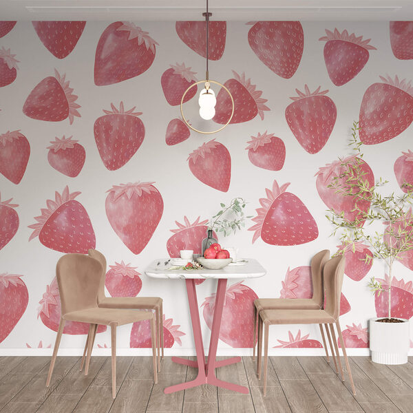 Wall murals Wall murals Pattern of strawberries (SKU: t00350)