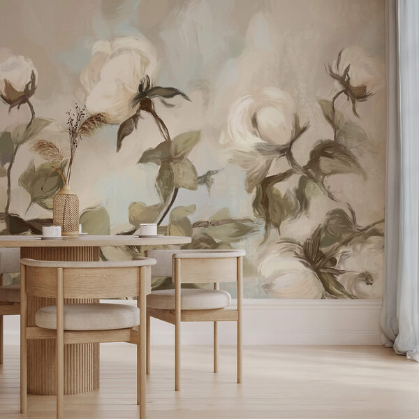 Painting of white flowers and leaves