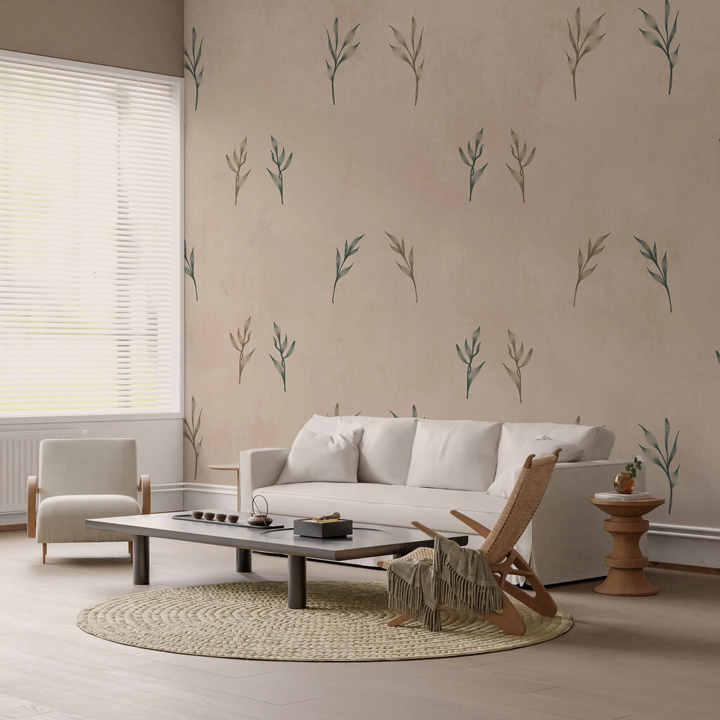 Pattern of leaves on a beige background Pattern of leaves on a beige background