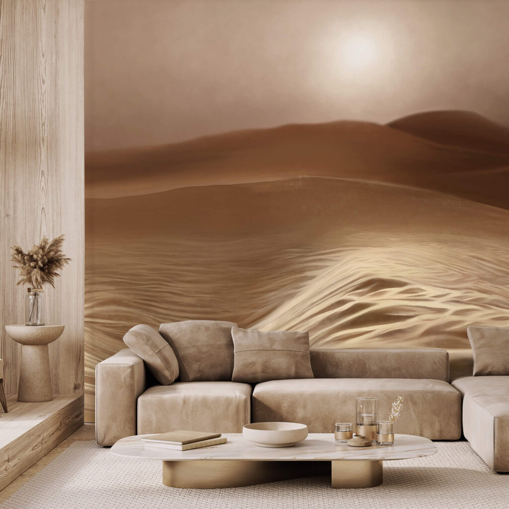 Desert with waves and a sun Desert with waves and a sun