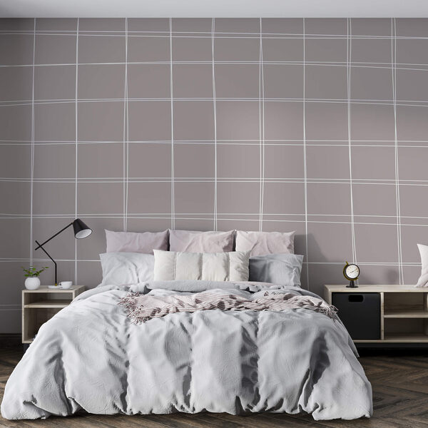 Wall murals Wall murals Grey and white grid (SKU: t00372)