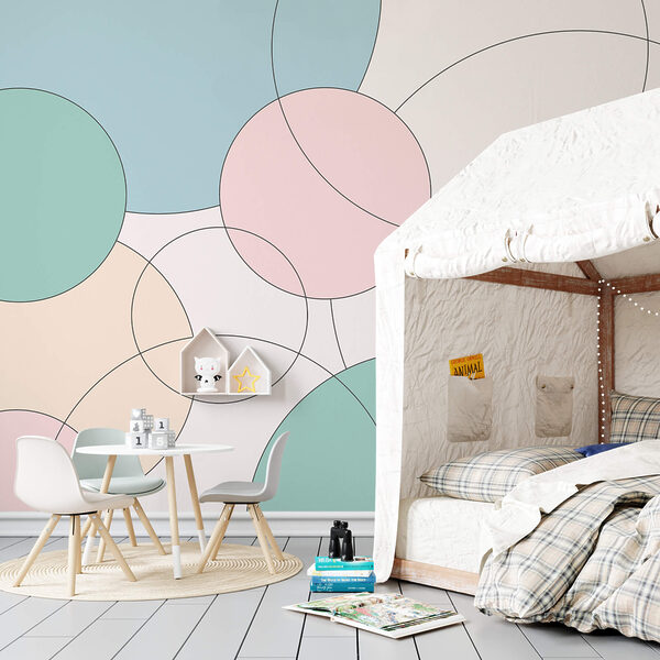 Wall murals Wall murals Pattern of circles and leaves (SKU: t00373v1)