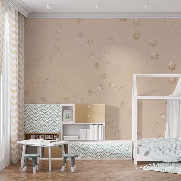 Wall murals Wall murals Pattern of paw prints and birds (SKU: t00410)