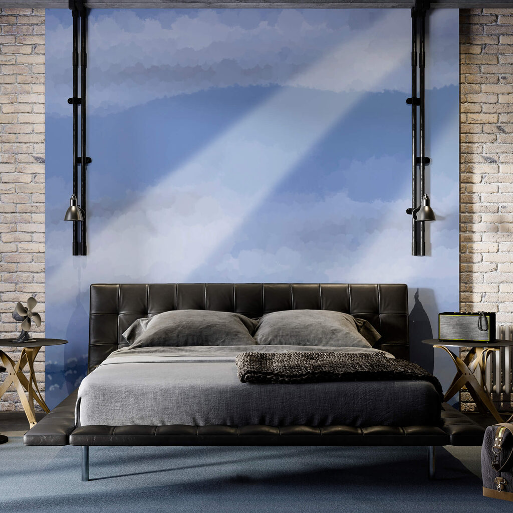 Clouds and light beams in the sky