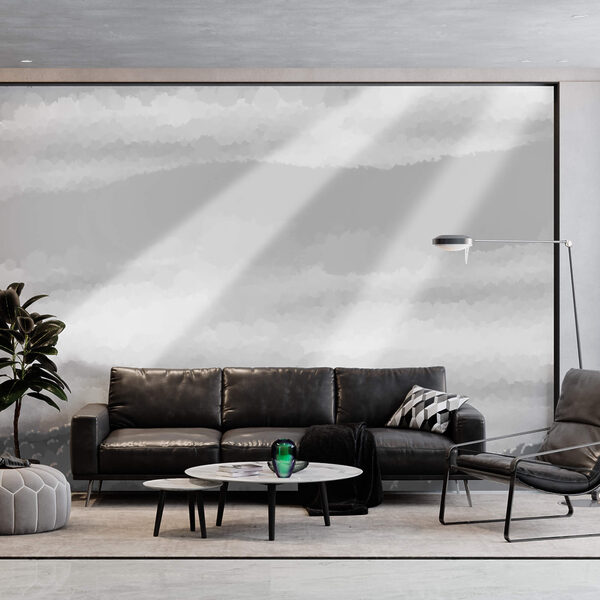 Greyscale image of clouds and sun rays