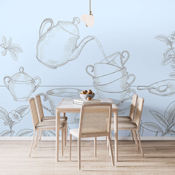Wall murals Teapot pouring into a stack of teacups (SKU: t00418) Wall murals Wall murals Teapot pouring into a stack of teacups (SKU: t00418)