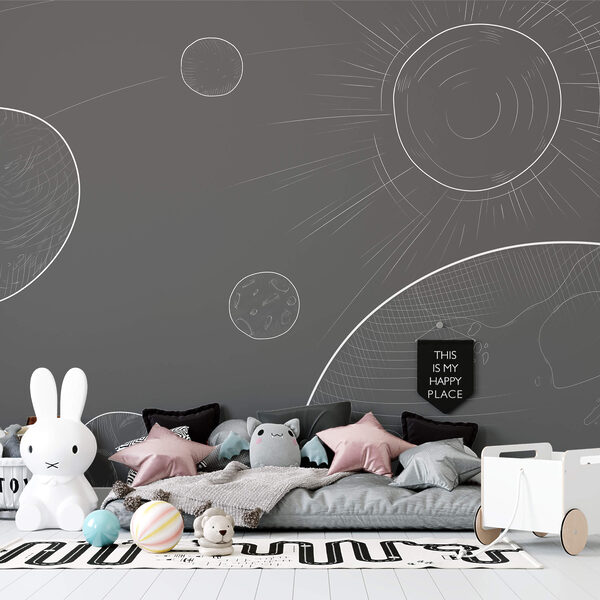 Grey background with circles and sun Grey background with circles and sun