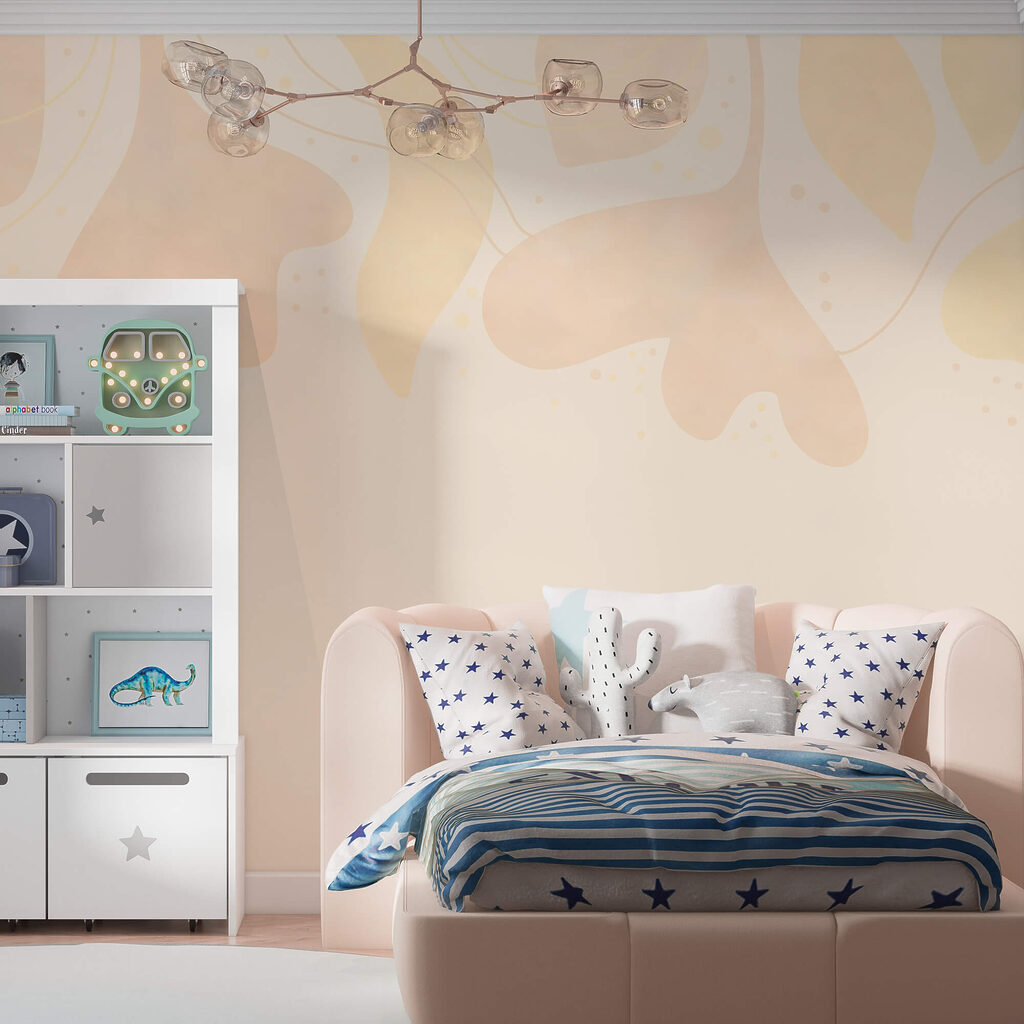 Gentle pastel leaves on soft backdrop