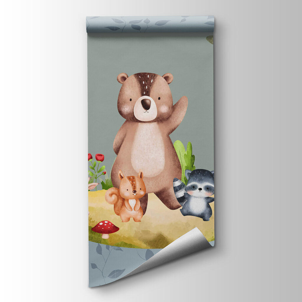 Cartoon of animals in a forest