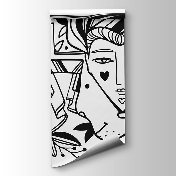 Black and white drawing of a person's face Black and white drawing of a person's face